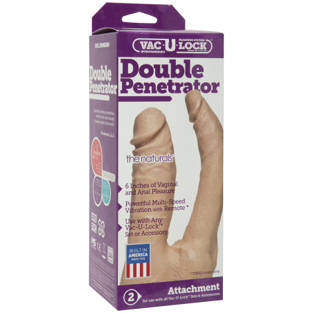 Double Gode Vac-U-Lock - Vaginal Et Anal - Couleur Chair - 12 Cm Et 13 Cm / 2,5 Cm Et 4 Cm - Doc Johnson