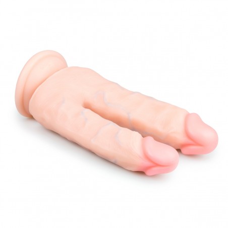 Double Gode A Ventouse - Vaginal Et Anal - Couleur Chair - 15,2 Cm Et 13 Cm / Ø  3 Cm Et 3,8 Cm - Easytoys