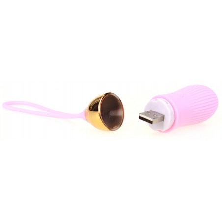 Œuf Vibrant - Stripe Sex - Rose - Strié - Télécommandé - Rechargeable - Silicone doux - 8,5 cm / Ø 3 cm - Generique
