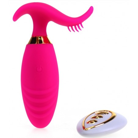Œuf Vibrant Et Stimulateur Clitoridien - Wavy Sex Fuchsia - Télécommandé - Rechargeable - 8,5 cm / Ø 3 cm - Generique