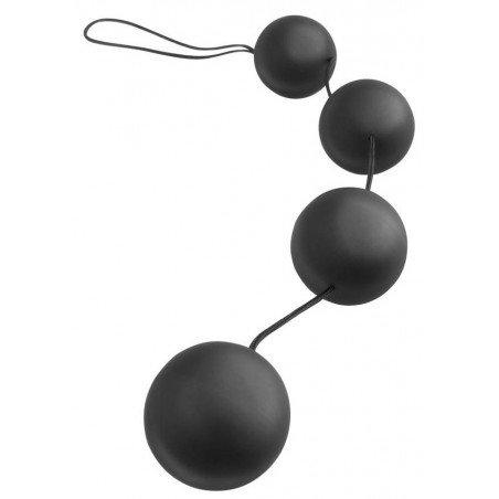 Chapelet Anal - Vibro Balls De Luxe - 4 Boules En Silicone Noir - Bille En Métal A L'intérieur -  Ø 3,2 Cm - Anal Fantasy