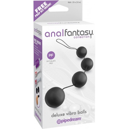 Chapelet Anal - Vibro Balls De Luxe - 4 Boules En Silicone Noir - Bille En Métal A L'intérieur -  Ø 3,2 Cm - Anal Fantasy