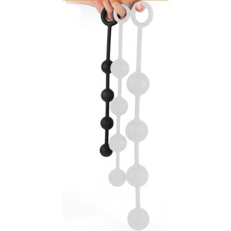 Chapelet Anal - Quarty S - 4 Boules En Silicone Noir Souple - Taille Small - 30 Cm / Ø 3 Cm - AnalMasterBalls