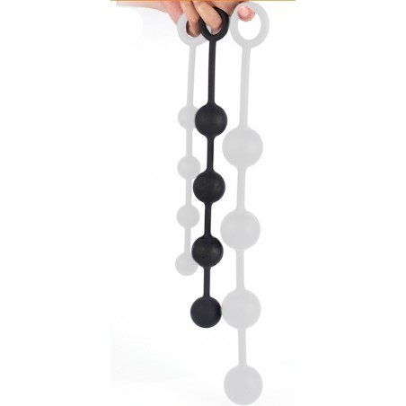 Chapelet Anal - Quarty M - 4 Boules En Silicone Noir Souple - Taille Médium - 35 Cm / Ø 4 Cm - AnalMasterBalls