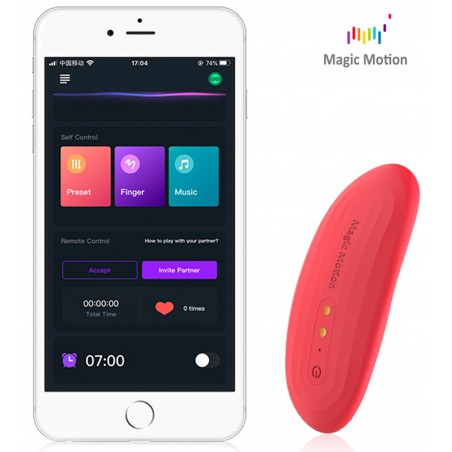 Stimulateur Clitoridien Vibrant Magic Nyx - Connecté - Waterproof - Rechargeable - Rouge - 9 cm / 4 cm - Magic Motion
