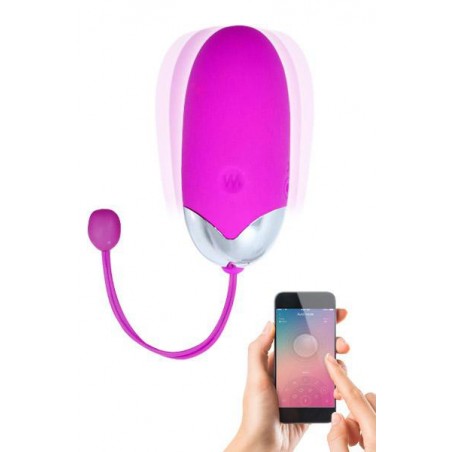 Œuf Vibrant Connecté - Waterproof - Rechargeable - Silicone doux Fuchsia - 7,3 cm / Ø 3,3 cm - Pretty Love