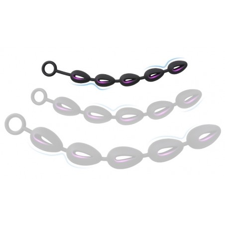 Chapelet Anal Hollow Out S - 5 Boules Creuses - En Silicone Noir Flexible - Taille Small - 33,5 Cm / Ø 2,5 Cm - AnalMasterBalls