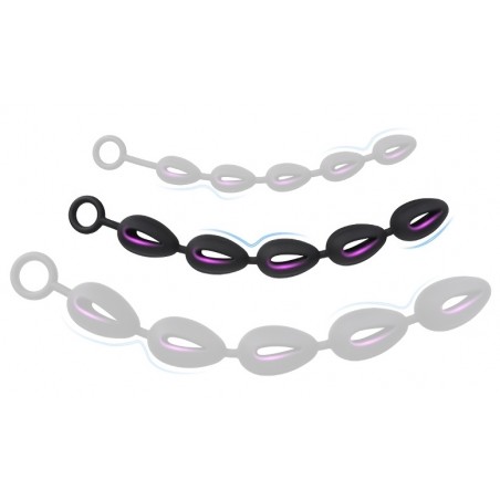 Chapelet Anal Hollow Out M - 5 Boules Creuses - En Silicone Noir Flexible - Taille Médium - 3,5 Cm / Ø 3,5 Cm - AnalMasterBalls