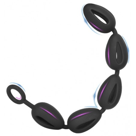 Chapelet Anal Hollow Out M - 5 Boules Creuses - En Silicone Noir Flexible - Taille Médium - 3,5 Cm / Ø 3,5 Cm - AnalMasterBalls