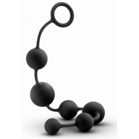 Chapelet Anal - Beads Large - 6 Boules En Silicone Noir Souple - Taille L - 30 Cm / Ø De 2,2 Cm A 3,8 Cm - Anal Adventures