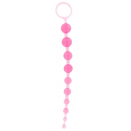 Chapelet Anal - Thai Toy Beads - Rose - 10 Boules Souples - 26 Cm / Ø De 1 Cm A 2,4 Cm - Toyjoy