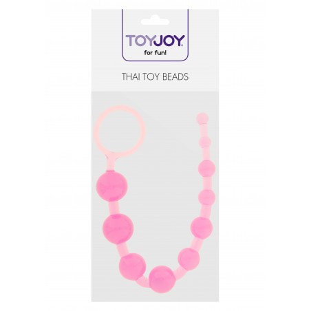Chapelet Anal - Thai Toy Beads - Rose - 10 Boules Souples - 26 Cm / Ø De 1 Cm A 2,4 Cm - Toyjoy