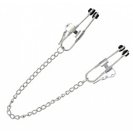 Pince A Tétons Tit Lock A Pressions - Avec Barres De Serrage - Chaîne De 32 Cm - Métal - Generique