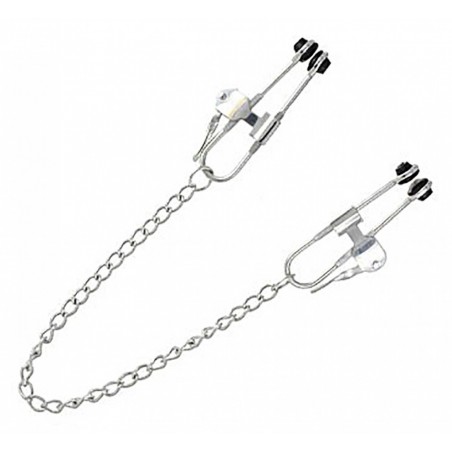 Pince A Tétons Tit Lock A Pressions - Avec Barres De Serrage - Chaîne De 32 Cm - Métal - Generique