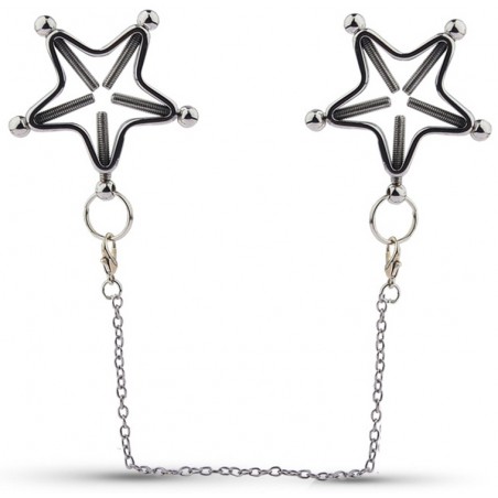 Pince A Tétons Star Nipple - Etoiles De 3,5 cm Avec 5 Vis De Serrage - Chaîne De 33 Cm - Métal - Generique