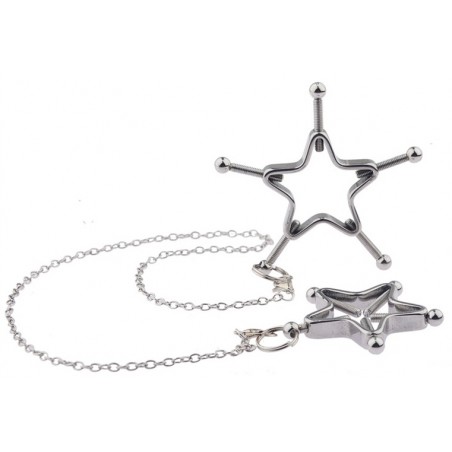 Pince A Tétons Star Nipple - Etoiles De 3,5 cm Avec 5 Vis De Serrage - Chaîne De 33 Cm - Métal - Generique
