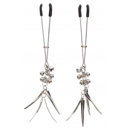 Pince A Tétons Jewel Tweezer De 14 Cm - Avec Anneaux De Serrage - Perles Et Breloques Et Chaîne En Métal Argenté - Taboom