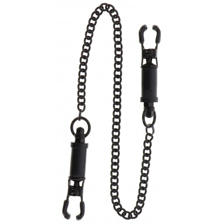 Pince A Tétons Heavy Duty De 8 Cm - Avec Barres De Serrage - Chaîne De 28 Cm - Métal Noir - Taboom