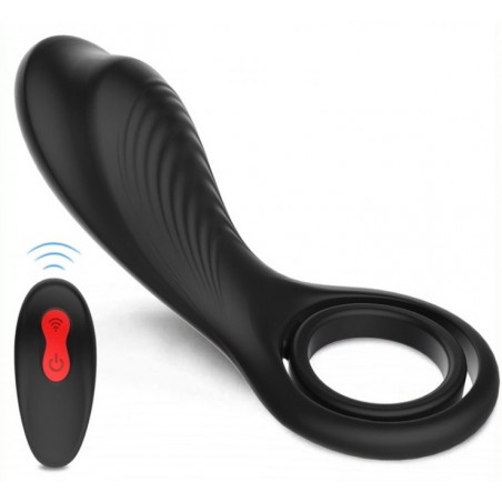 Double Cockring + Stimulateur De Périnée Vibrant Rings Up - Télécommandé - Etanche - USB - 12 Cm / Ø 3 Cm Et 4 Cm - Generique