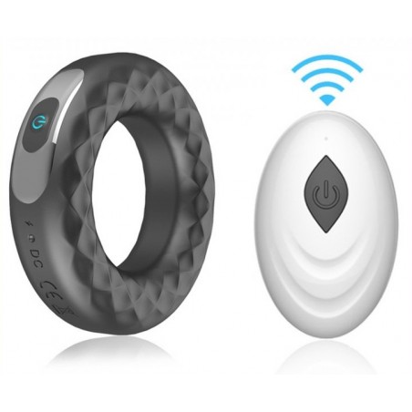 Cockring Vibrant Atlas Avec Reliefs - Télécommandé - Waterproof - Rechargeable - Ø 4,2 Cm - Generique
