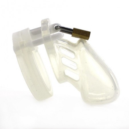 Cage De Chasteté CB Clear - 5 Anneaux - Eléments De Calage Et Cadenas - ABS Transparent - 6,5 Cm / Ø 3,5 Cm - Generique