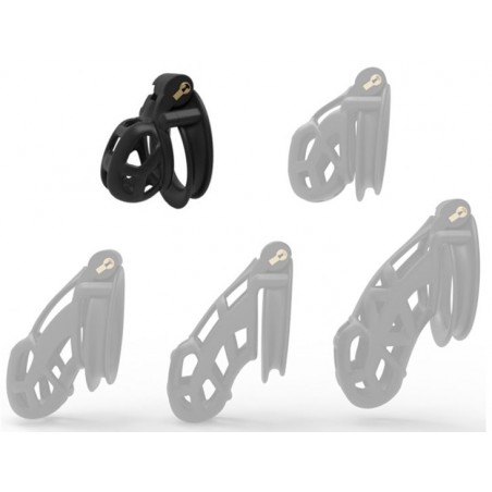 Cage De Chasteté Solid Aspic - 4 Anneaux - Eléments De Calage Et Cadenas - ABS Rigide Noir - 5 Cm / Ø 3,2 Cm - Generique