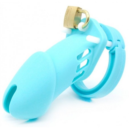 Cage De Chasteté Bran Turquoise En Silicone - 5 Anneaux - Eléments De Calage Et Cadenas - 9 Cm / Ø 3 Cm - Generique
