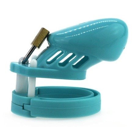 Cage De Chasteté En Silicone Bleu Canard - 5 Anneaux - Eléments De Calage Et Cadenas - 7 Cm / Ø 3,3 Cm - Generique