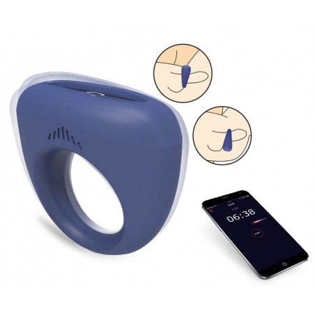 Cockring Vibrant Et Stimulateur Clitoridien - Dante Bleu - Connecté - USB - Waterproof -  Ø 2,8 cm Extensible - Magic Motion