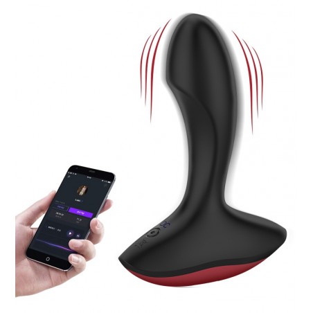 Stimulateur De Prostate - Solstice Noir Et Rouge - Connecté - Rechargeable - Waterproof - 10 Cm / Ø 3,3 Cm - Magic Motion