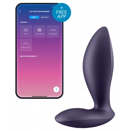 Stimulateur De Prostate - Power Plug Violet - Connecté - Rechargeable - Waterproof - 7,5 Cm / Ø 3,2 Cm - Satisfyer