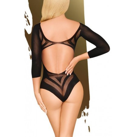 Body - Under My Spell - En Résille Noire - Manches Longues - Larges Bandes - Tailles :  S-L / XL - Penthouse