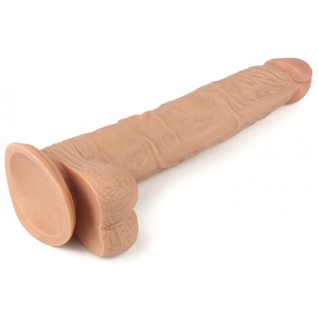 Gode Ventouse Ou Harnais Leo - Avec Testicules - Chair - Flexible Et Réaliste - 23,5 cm / Ø 4 cm - Lovetoy