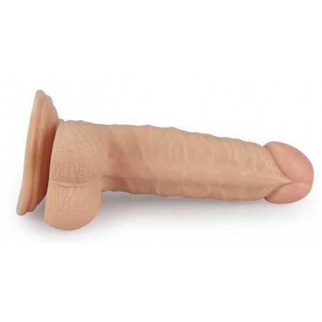 Gode Ventouse Ou Harnais Real Extrême - Avec Testicules - Chair - Flexible Et Réaliste - 17,5 cm / Ø 3,7 cm - Lovetoy