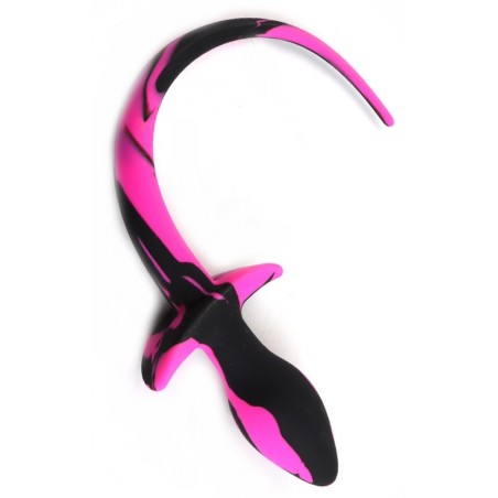 Plug Dog Tail - Avec Queue De Chien Rose Et Noir De 21 Cm - Dog Training - 7,5 Cm / Ø 3,1 Cm - Kinky Puppy
