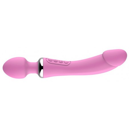 Vibromasseur Ou Wand - Double Head Rose - Polyvalent - Massage - Waterproof - Rechargeable - 22 cm / Ø 3,5 cm - Generique