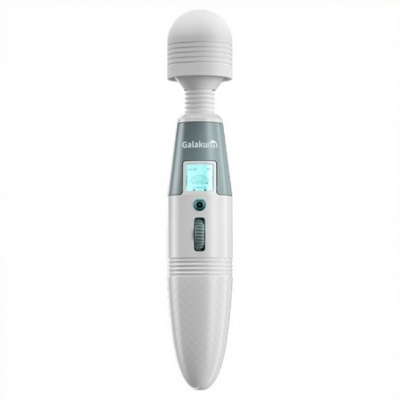 Stimulateur clitoridien - Wand Strié Blanc - Waterproof - Rechargeable - 27 cm / Ø 4,5 cm - Galaku