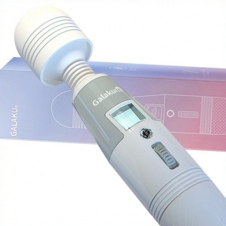 Stimulateur clitoridien - Wand Strié Blanc - Waterproof - Rechargeable - 27 cm / Ø 4,5 cm - Galaku
