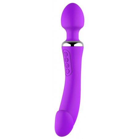 Vibromasseur Ou Wand Chauffant - Double End Violet - Polyvalent - Massage - Waterproof - USB - 22,5 cm / Ø 3,6 cm - Generique