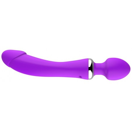 Vibromasseur Ou Wand Chauffant - Double End Violet - Polyvalent - Massage - Waterproof - USB - 22,5 cm / Ø 3,6 cm - Generique
