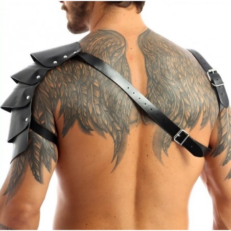 Harnais Pour Homme One Armor - Epaulette Gladiator Détachable 32 Cm - Simili Cuir Noir - Sangles Réglables - Anneaux - Generique