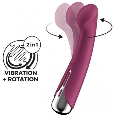 Vibromasseur Polyvalent Rotatif Bordeaux Tête Plate - Spinning G-Spot 1 - Etanche - Rechargeable - 11 cm / Ø 3,5 cm - Satisfyer