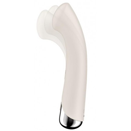 Vibromasseur Polyvalent Rotatif Ivoire - Spinning G-Spot 1 - Tête plate - Etanche - Rechargeable - 11 cm / Ø 3,5 cm - Satisfyer