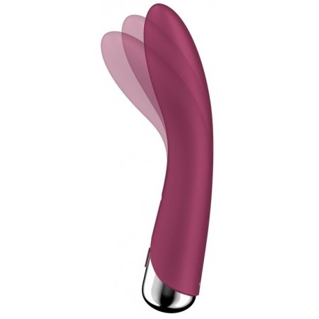 Vibromasseur Polyvalent Rotatif Bordeaux Tête Arrondie - Spinning Vibe 1 - Etanche - Rechargeable - 11 cm / Ø 3 cm - Satisfyer