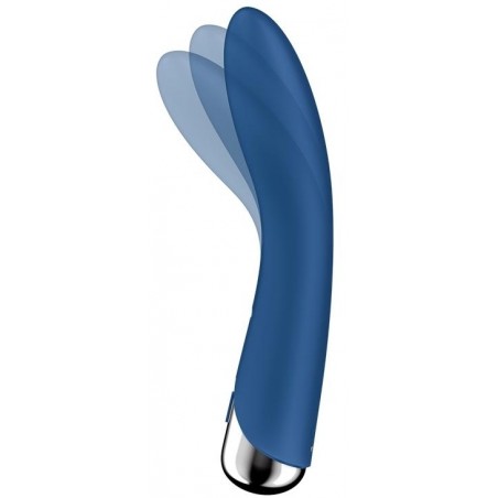 Vibromasseur Polyvalent Rotatif Bleu - Spinning Vibe 1 - Tête Arrondie - Etanche - Rechargeable - 11 cm / Ø 3 cm - Satisfyer