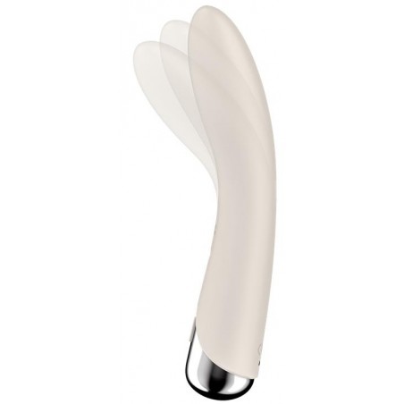 Vibromasseur Polyvalent Rotatif Ivoire - Spinning Vibe 1 - Tête Arrondie - Etanche - Rechargeable - 11 cm / Ø 3 cm - Satisfyer