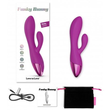 Rabbit Vibrant - Funky Bunny - Fuchsia - Waterproof - Rechargeable - 10,3 cm / Ø 3,7 cm - Love To Love