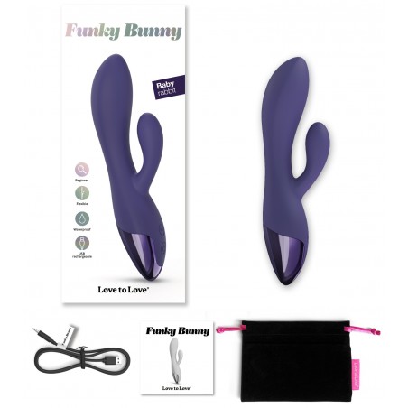 Rabbit Vibrant - Funky Bunny - Violet - Waterproof - Rechargeable - 10,3 cm / Ø 3,7 cm - Love To Love