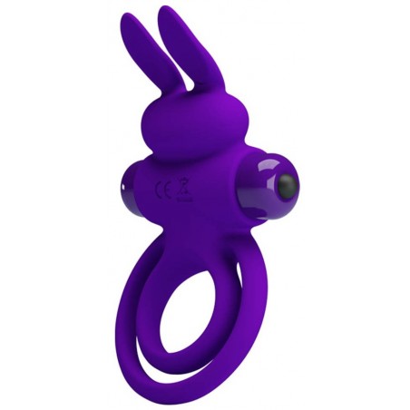 Cockring Et Ballring Vibrant Ring III Violet - Stimulateur Clitoridien Forme Tête De Lapin - 11,5 cm / Ø 2,5 cm - Pretty Love