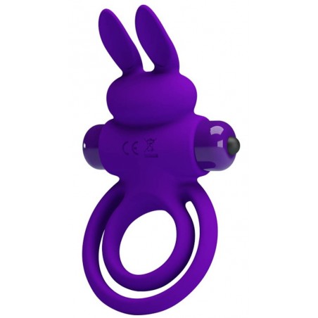 Cockring Et Ballring Vibrant Ring III Violet - Stimulateur Clitoridien Forme Tête De Lapin - 11,5 cm / Ø 2,5 cm - Pretty Love